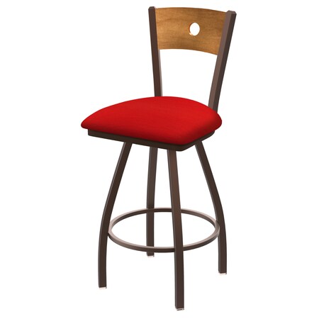Holland Bar Stool Co 25" Swivel Counter Stool, Brnz Finish, Med Back, Canter Red Seat X830